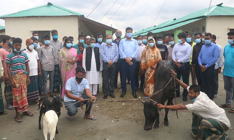 বরিশালে আশ্রয়ণ প্রকল্পের নিবাসীদের কোরবানির পশু উপহার