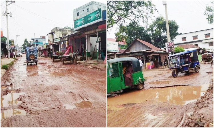 মৌচাক-ফুলবাড়িয়া সড়কের বেহাল দশা, ভোগান্তি চরমে