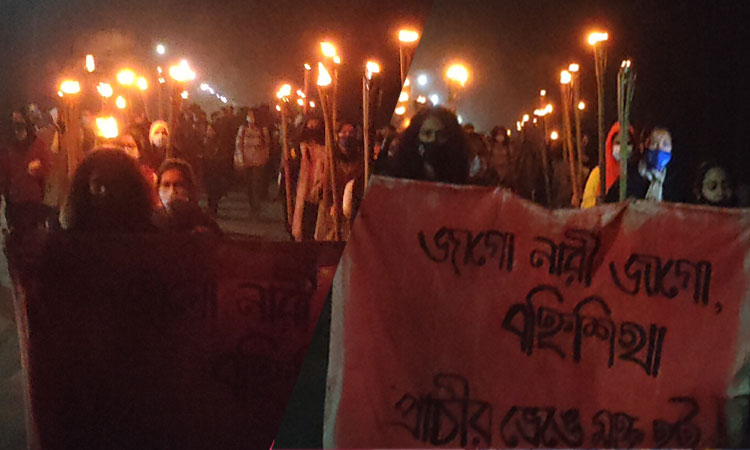 শাবি উপাচার্যের পদত্যাগ দাবিতে জাবি শিক্ষার্থীদের মশাল মিছিল