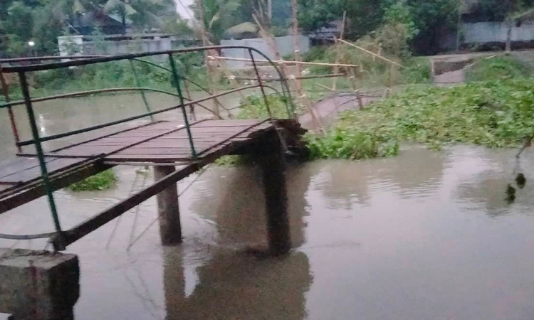 কাঠের সাঁকো ধসে পড়ায় বেড়েছে দুর্ভোগ